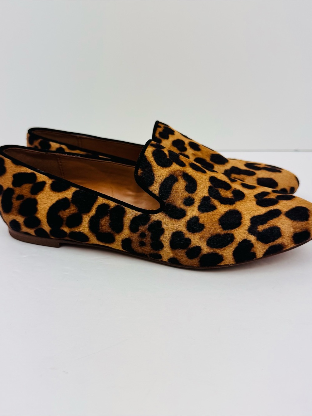 J. Crew Leopard Print Calf Hair Smoking Loafers. Calf hair. Size 6.